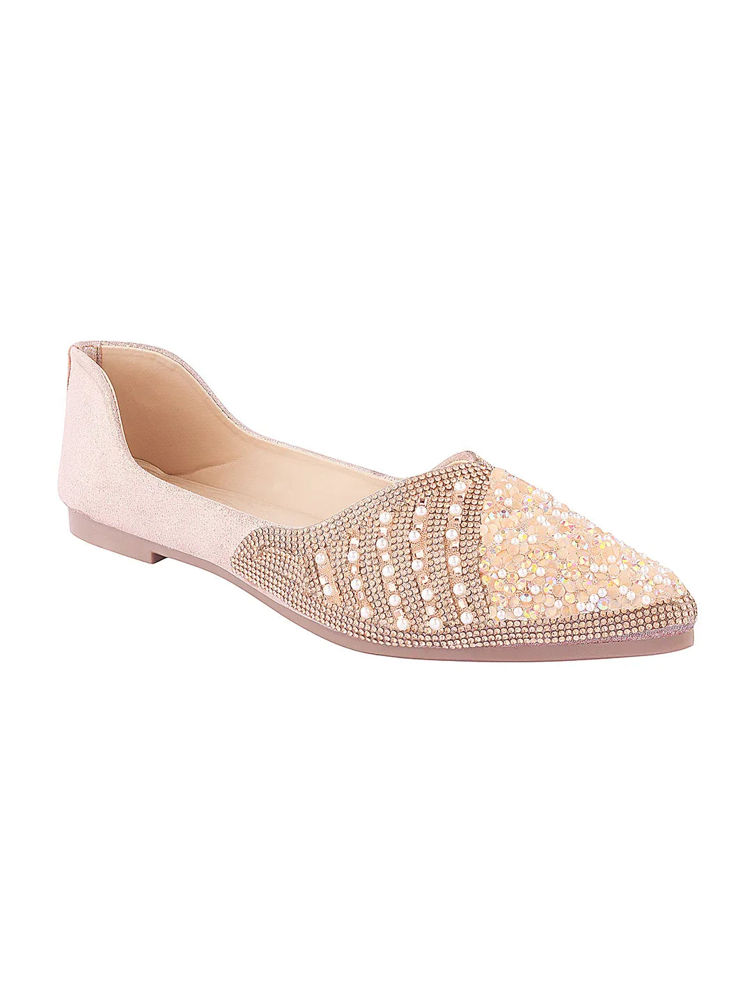 TRYME Floral Embellished Stone Beaded Women's Festive Juttis