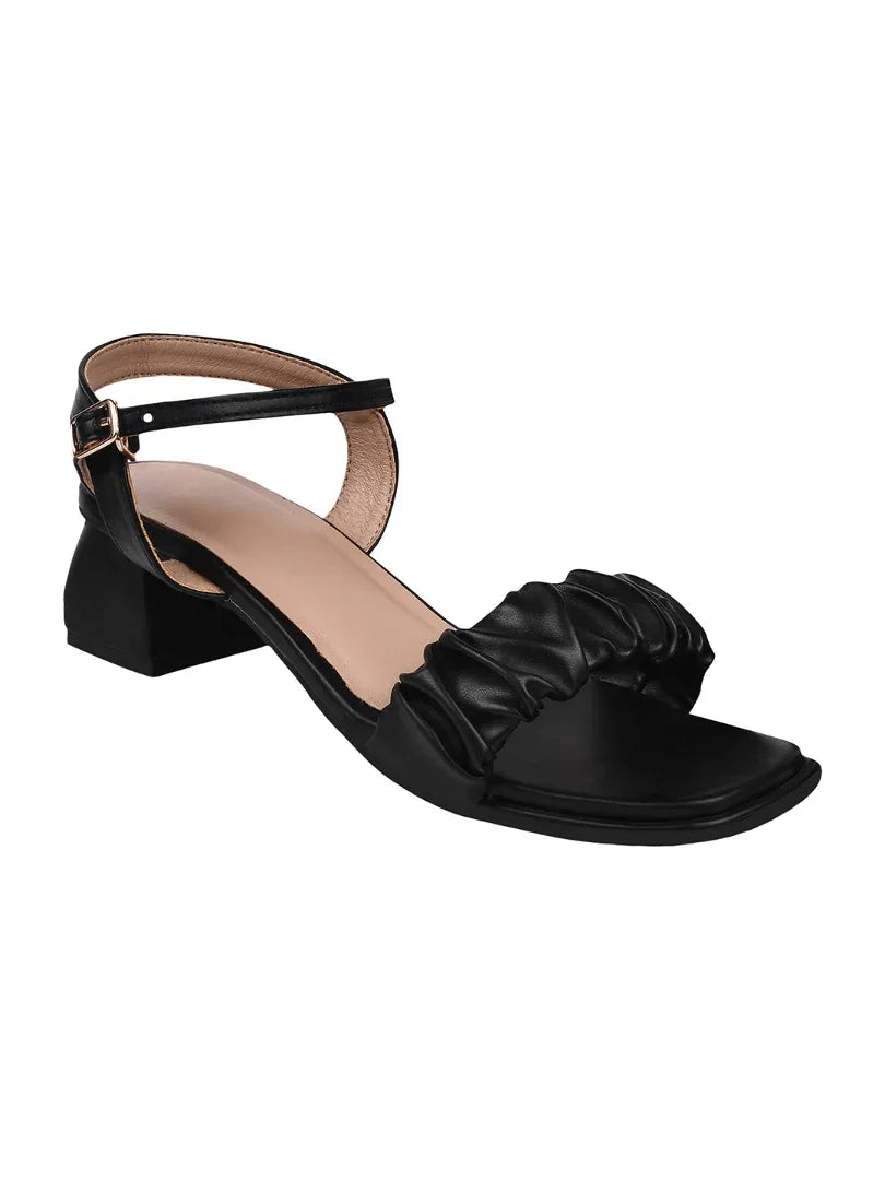 Chic Ruched Block Heel Sandals