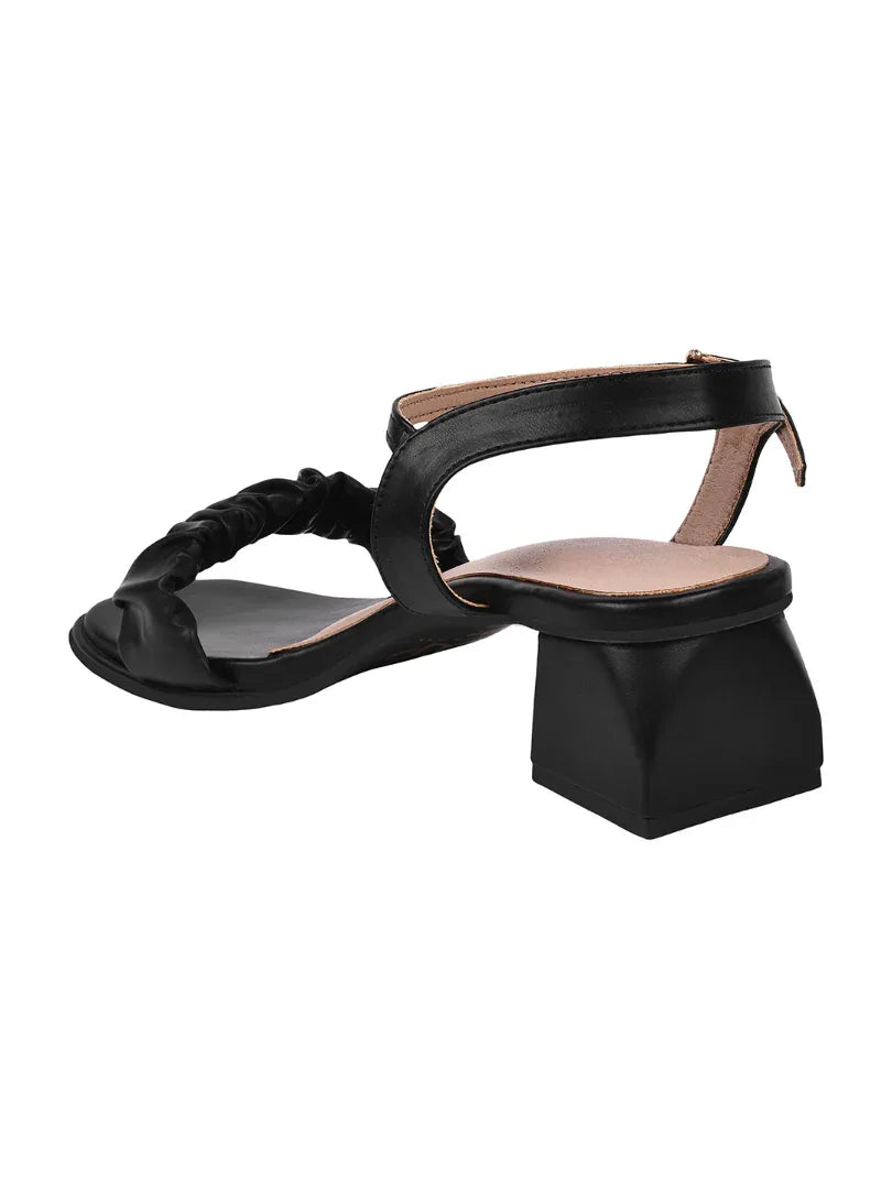 Chic Ruched Block Heel Sandals