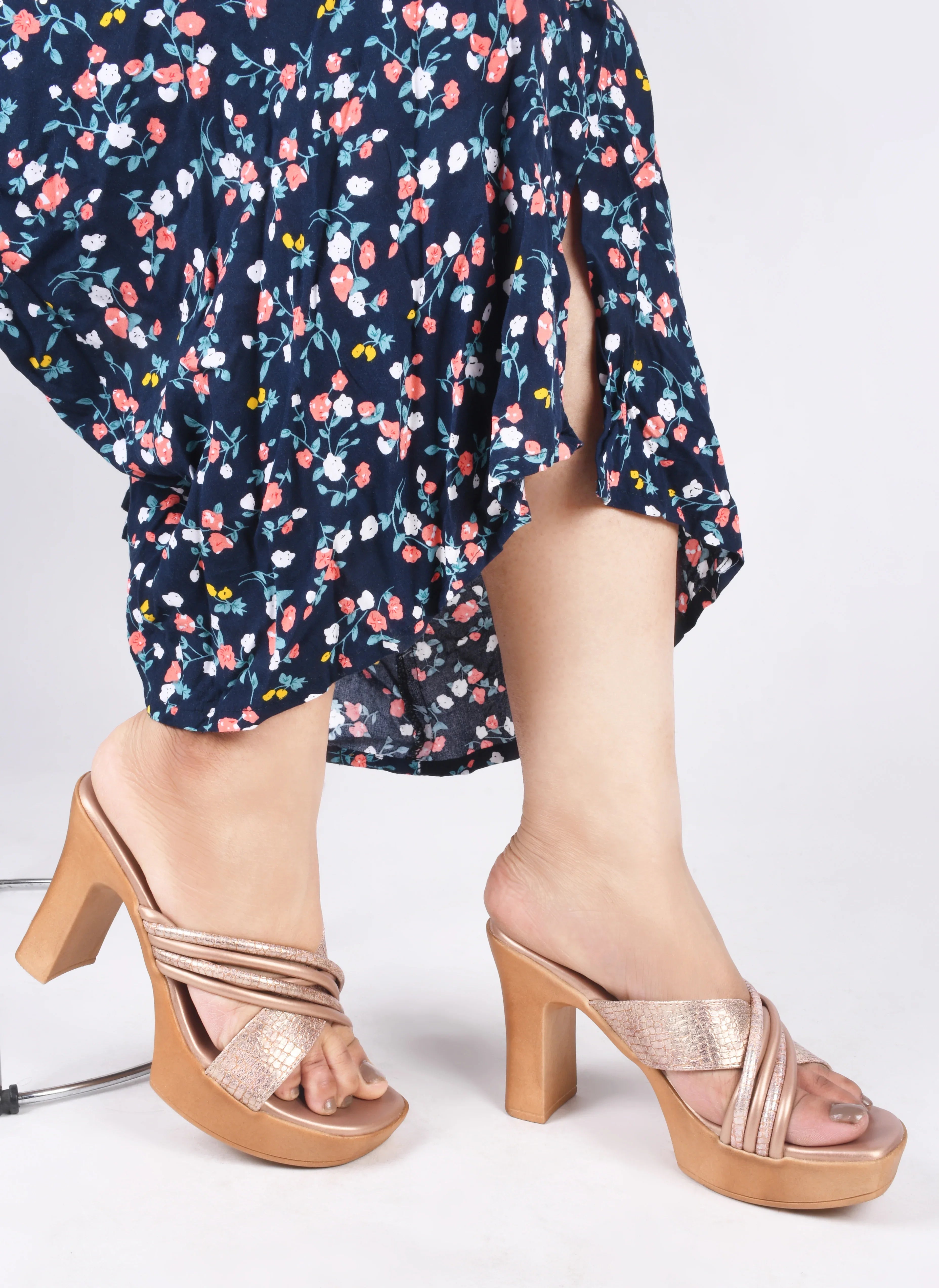 Textured Strap Statement Heels