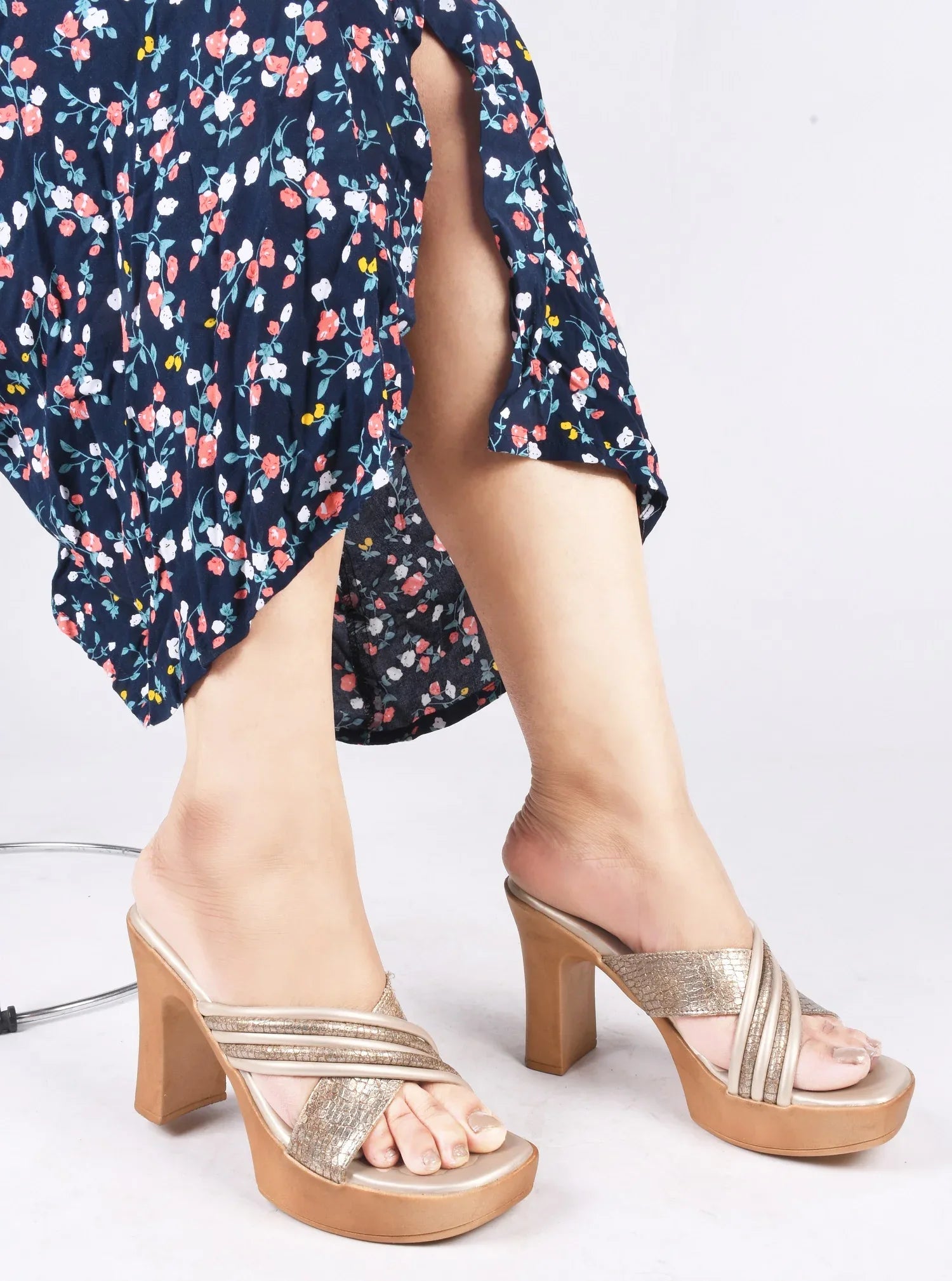 Textured Strap Statement Heels
