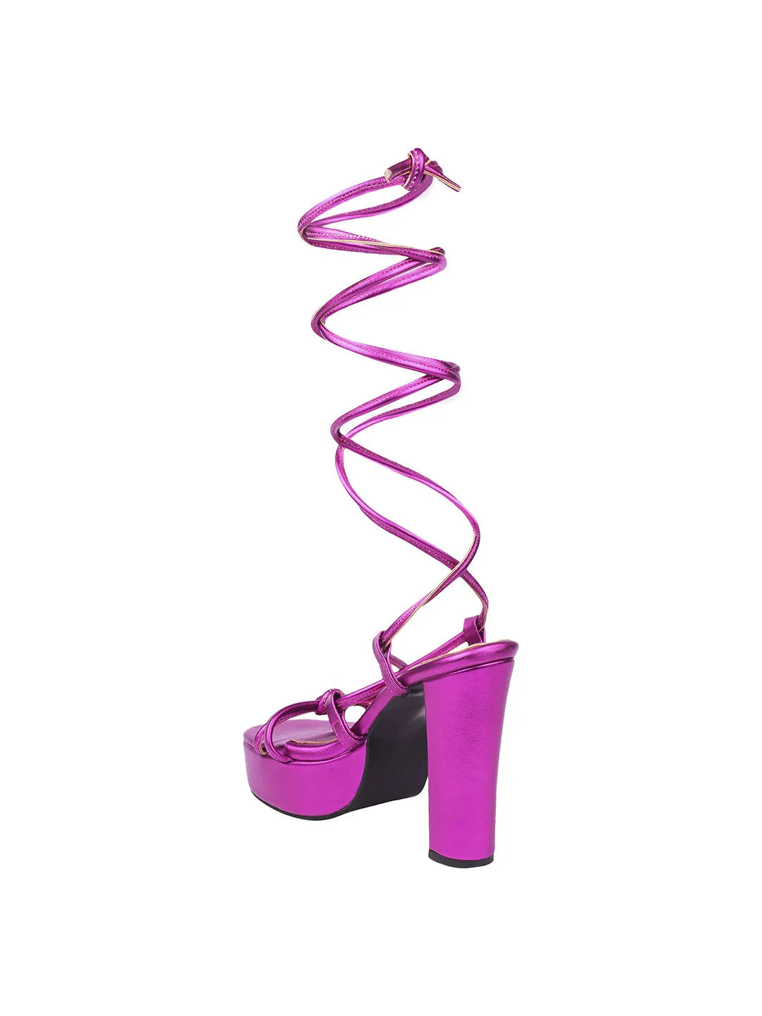 Lace-Up Platform Block Heel Sandals