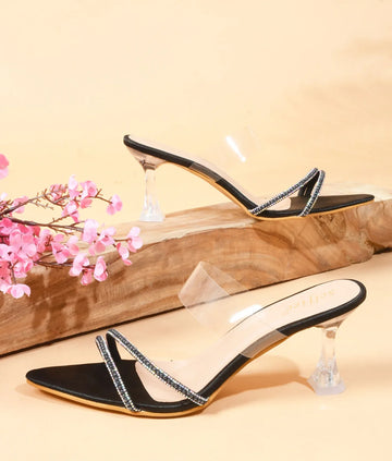 Elegant Pointed Toe Transparent Heels