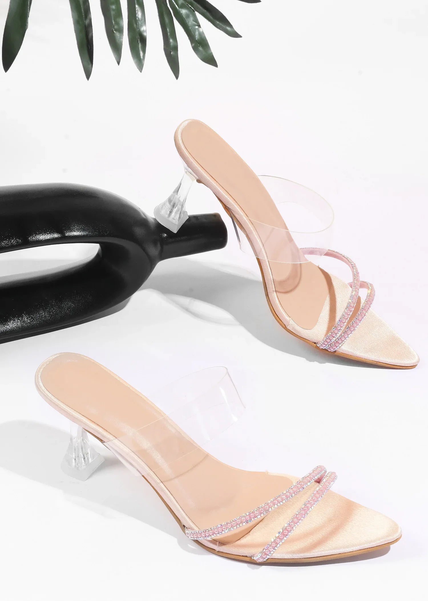 Elegant Pointed Toe Transparent Heels