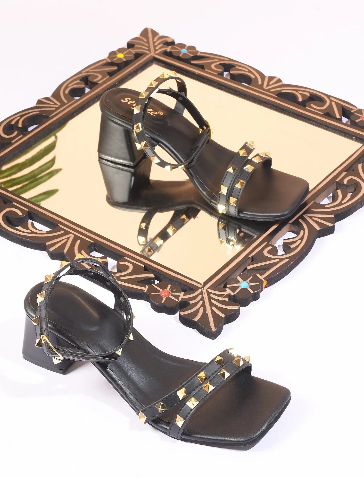 Statement Stud Block Heels
