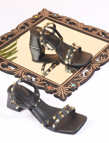 Statement Stud Block Heels