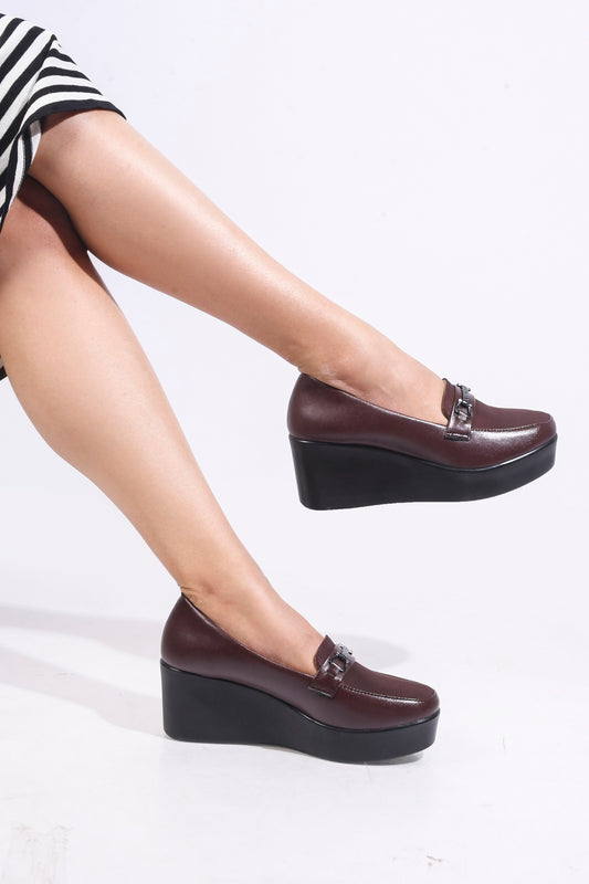 Smart Casual Low Platform Wedge Loafers