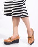 Classic Croc-Textured Office Wear Wedge Loafers