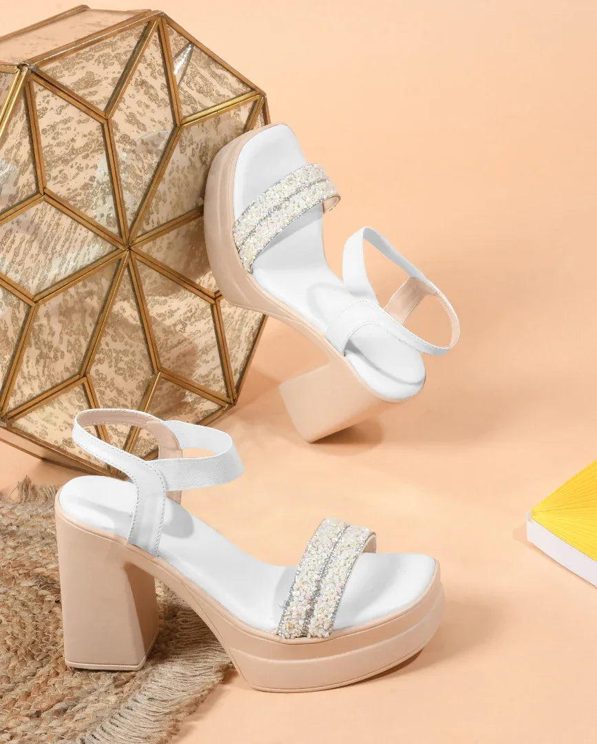 Crystal Edge Ankle Strap Heels