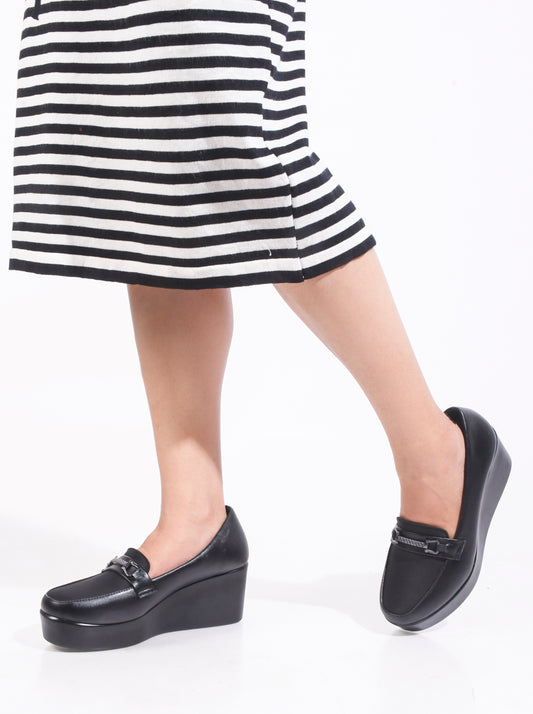 Smart Casual Low Platform Wedge Loafers