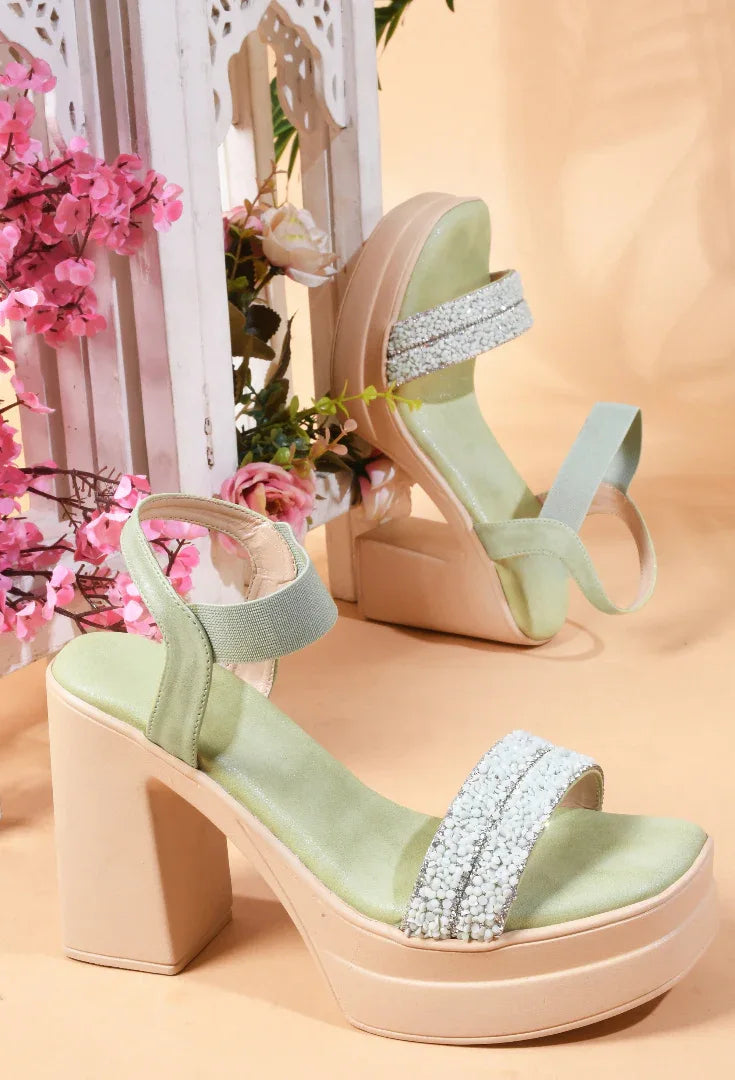 Crystal Edge Ankle Strap Heels