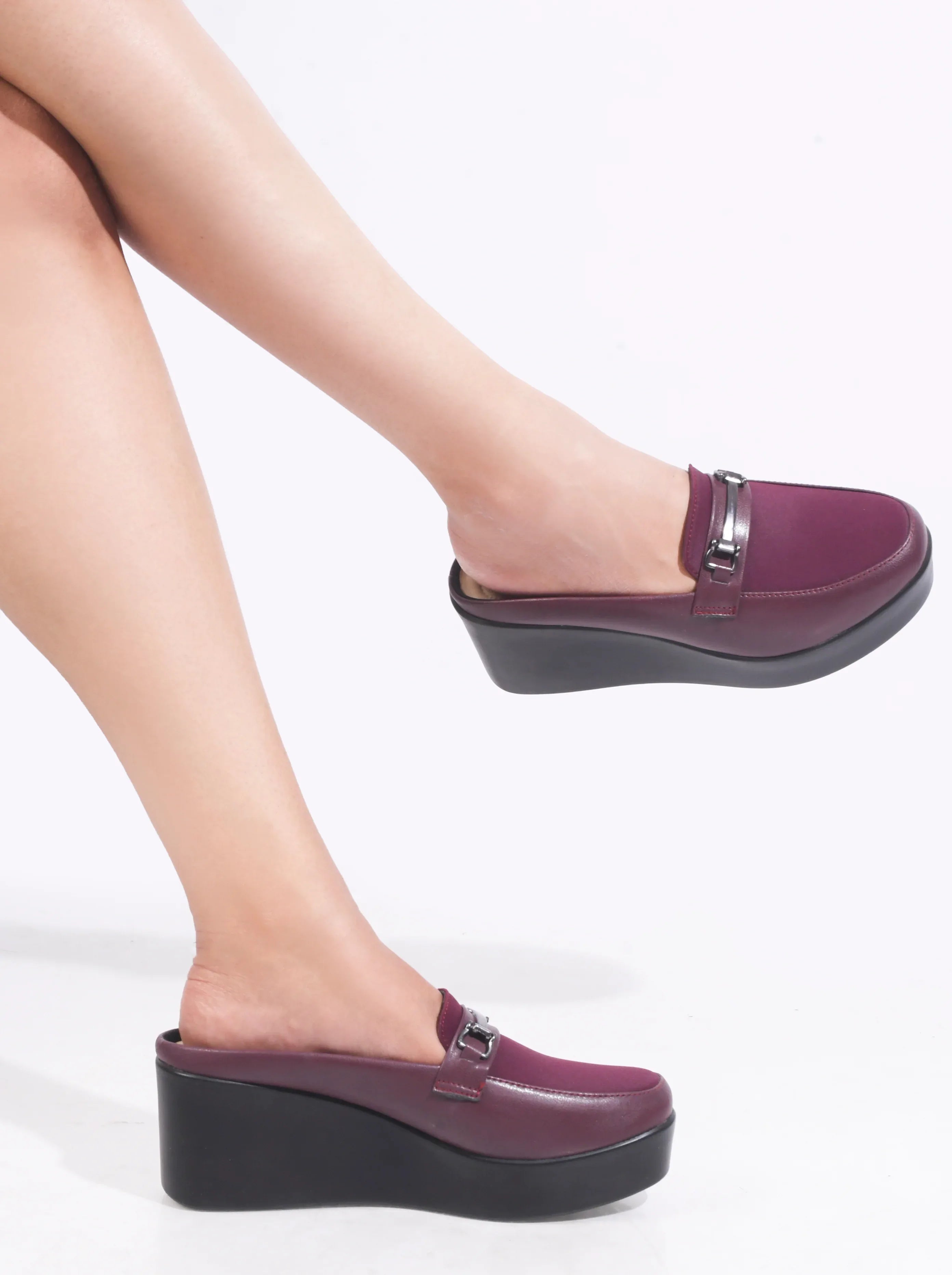 Minimal Buckle Wedge Loafers