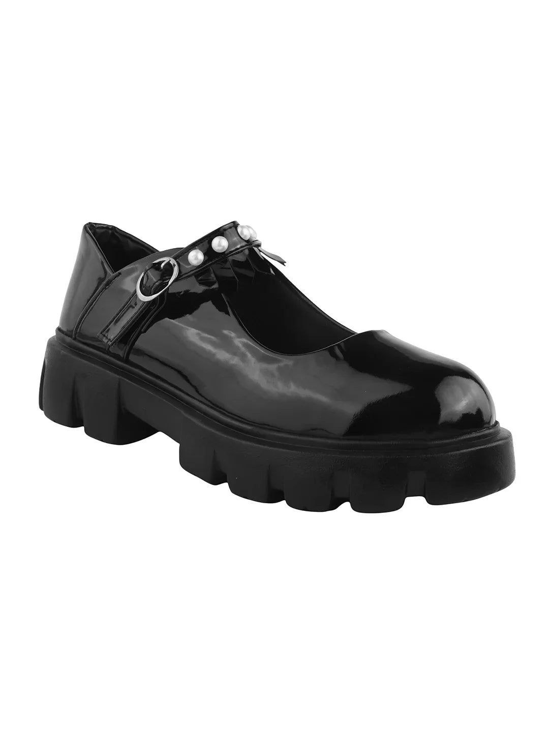 TRYME Casual Glossy Buckle Strap Shoes For Women's