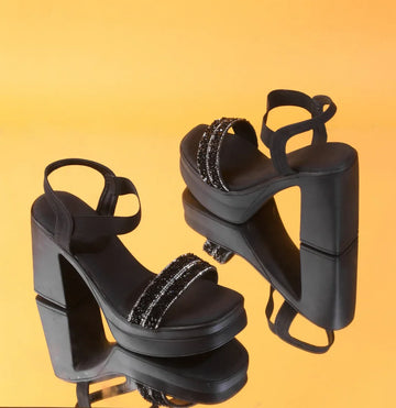 Crystal Edge Ankle Strap Heels