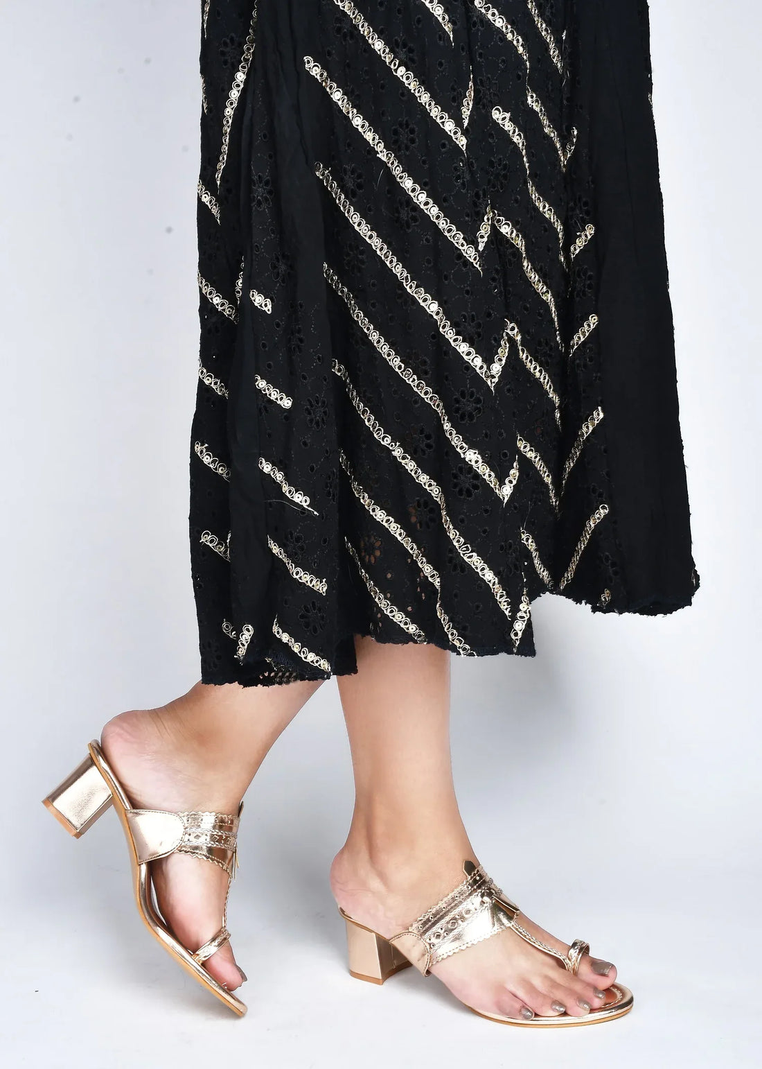Ethnic Glow Block Heel Sandals