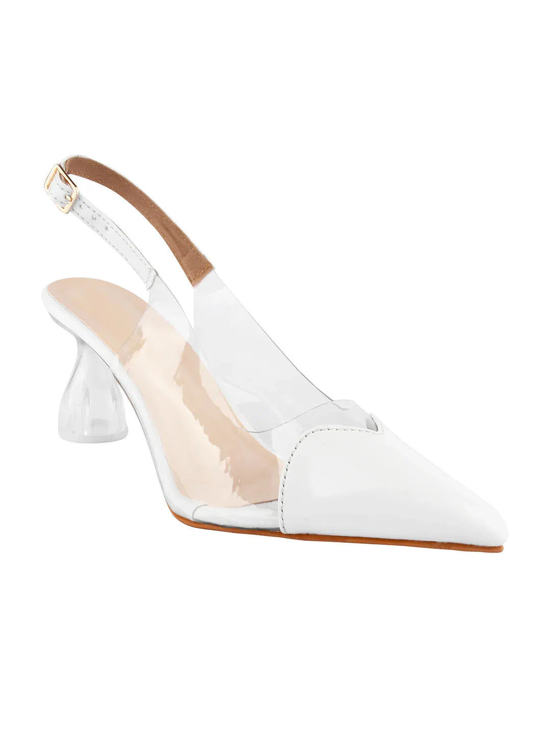 Modern Glass Finish Slingback Heels