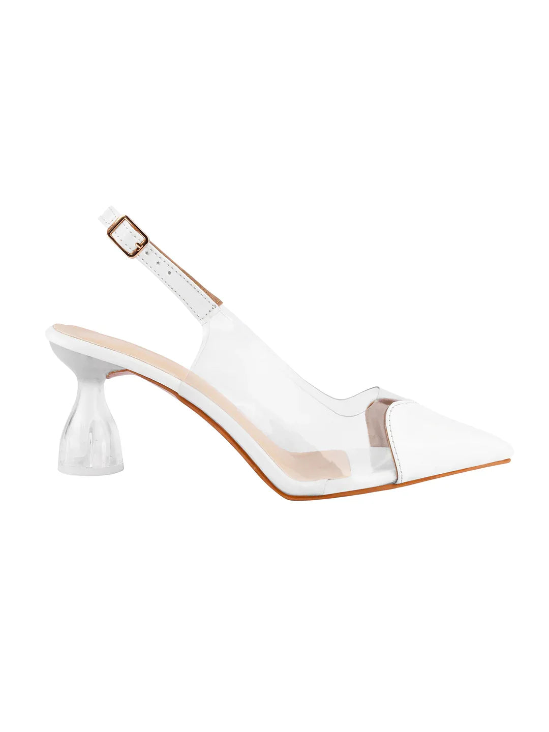 Modern Glass Finish Slingback Heels