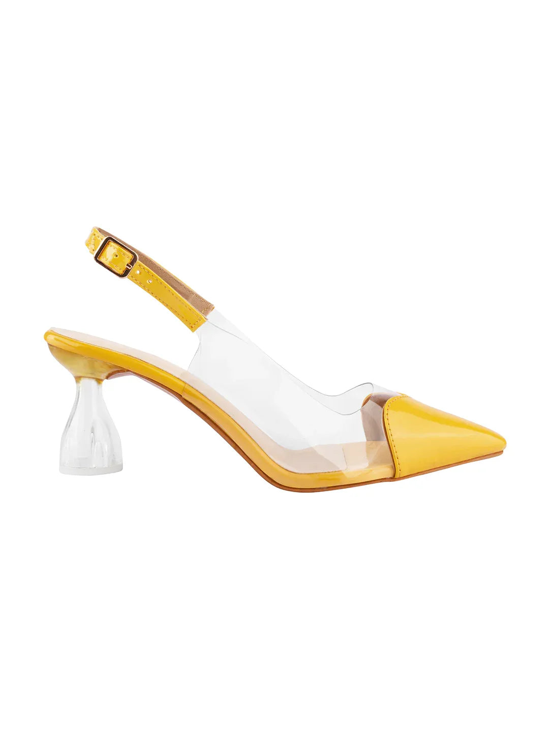 Modern Glass Finish Slingback Heels