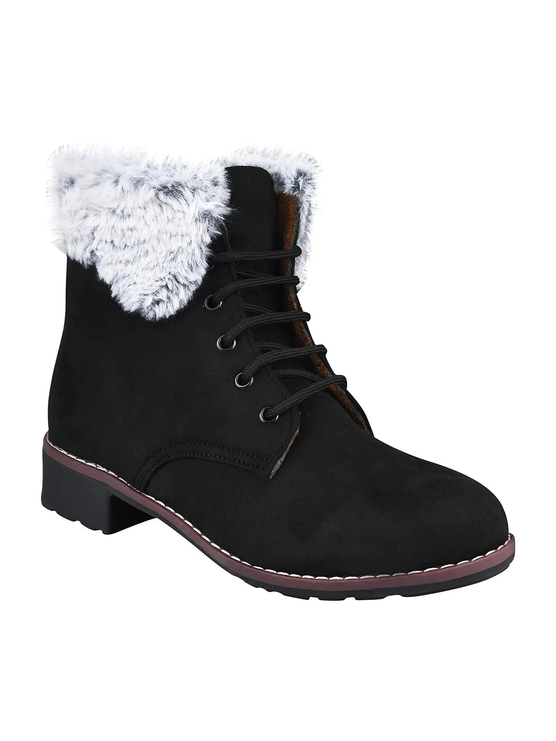 Cold Guard Lace-Up Fur Ankle Boots
