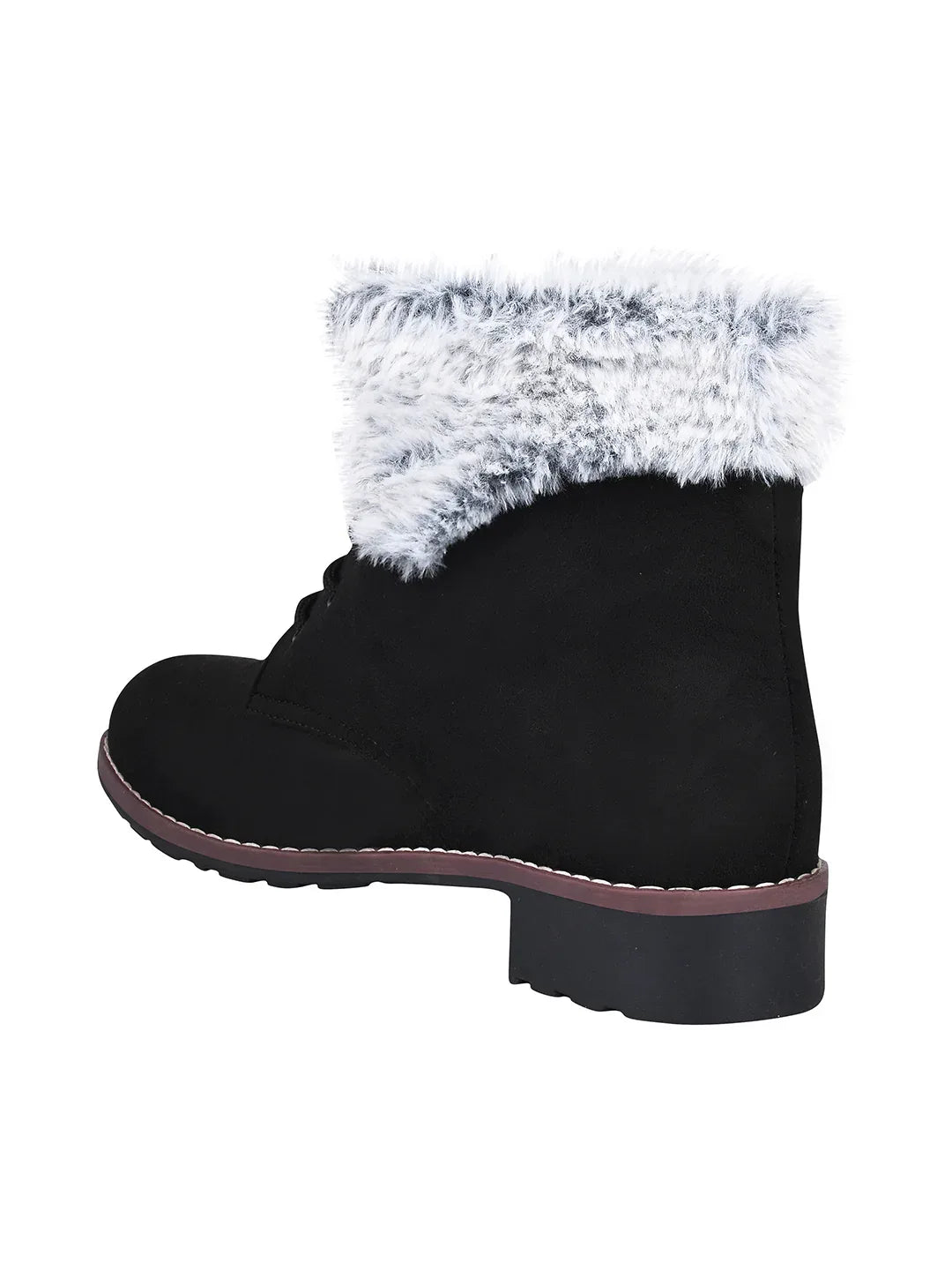 Cold Guard Lace-Up Fur Ankle Boots