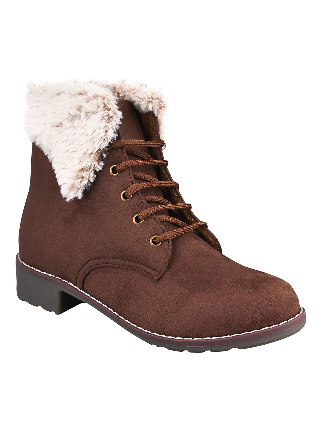 Cold Guard Lace-Up Fur Ankle Boots