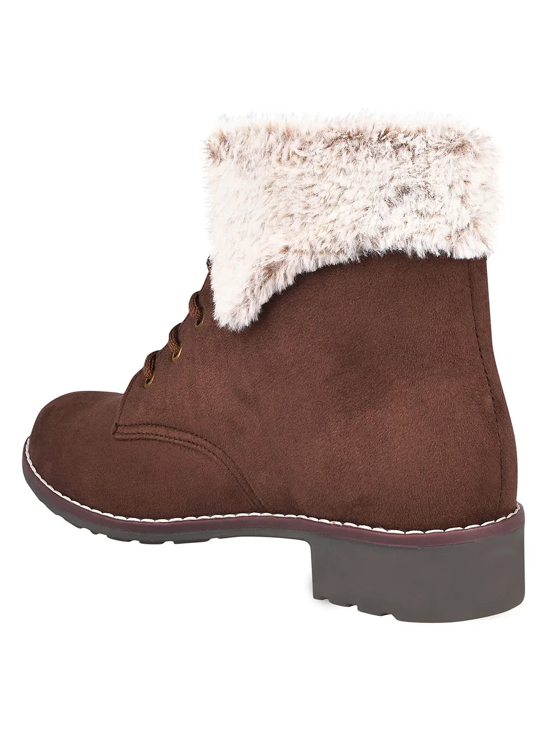 Cold Guard Lace-Up Fur Ankle Boots