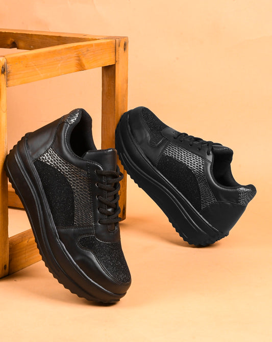 TRYME Bold Casual Mesh Lace Up Sneakers For Women's