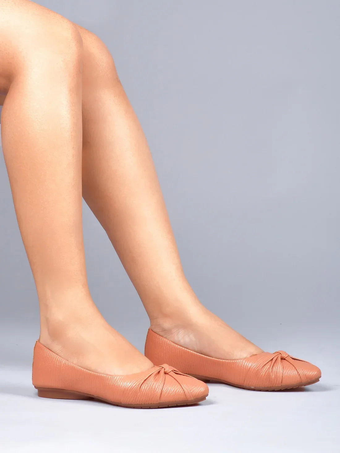 Textured Knot Detail Comfort Ballerinas
