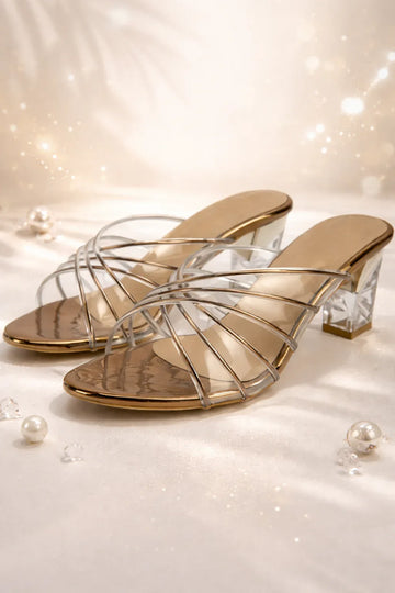 Luxe Clear Strap Block Heel Sandals