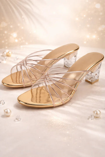 Luxe Clear Strap Block Heel Sandals