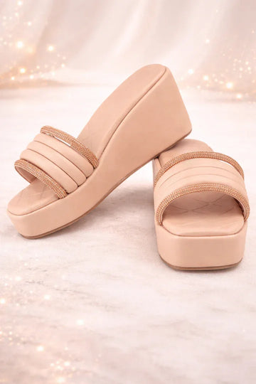 Crystal Strap Wedge Slides