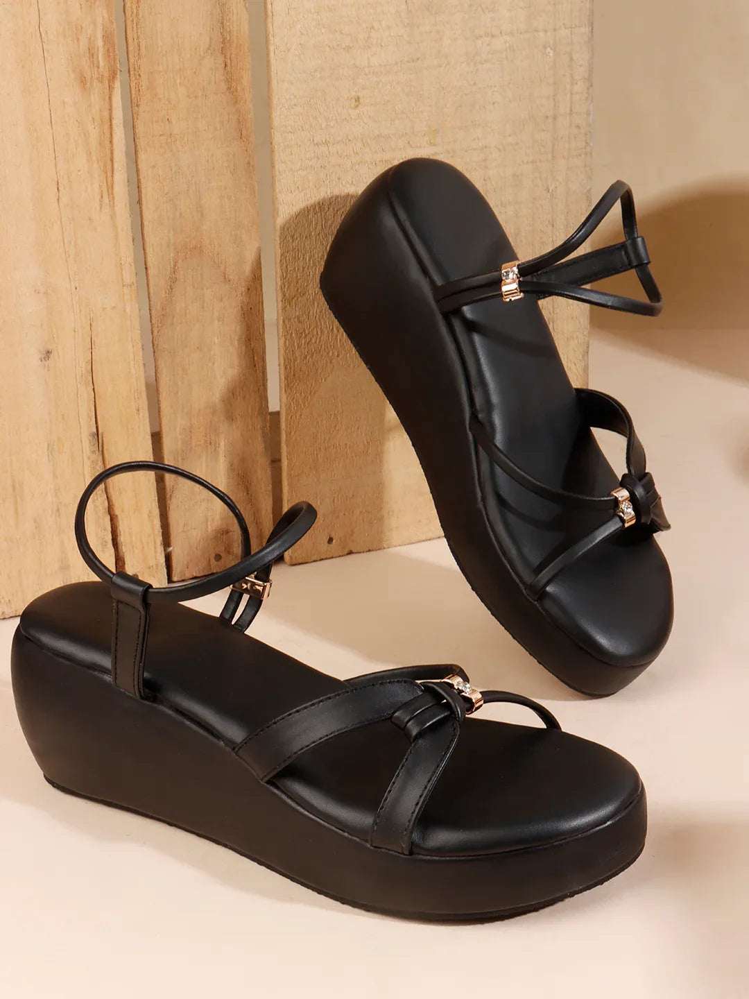 Stylish Wedges Heel Sandals with Strap Detail
