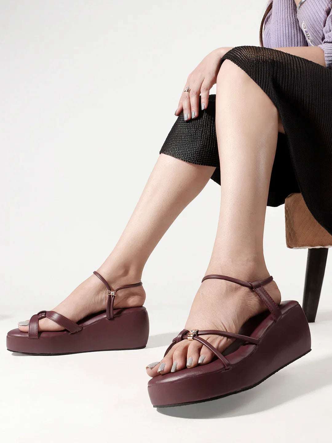 Stylish Wedges Heel Sandals with Strap Detail