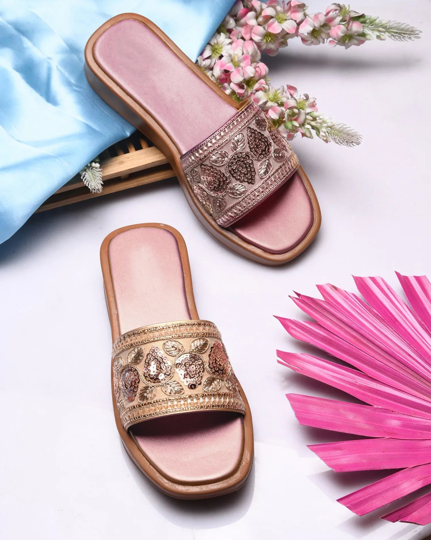Royal Embroidery Comfort Platform Flats