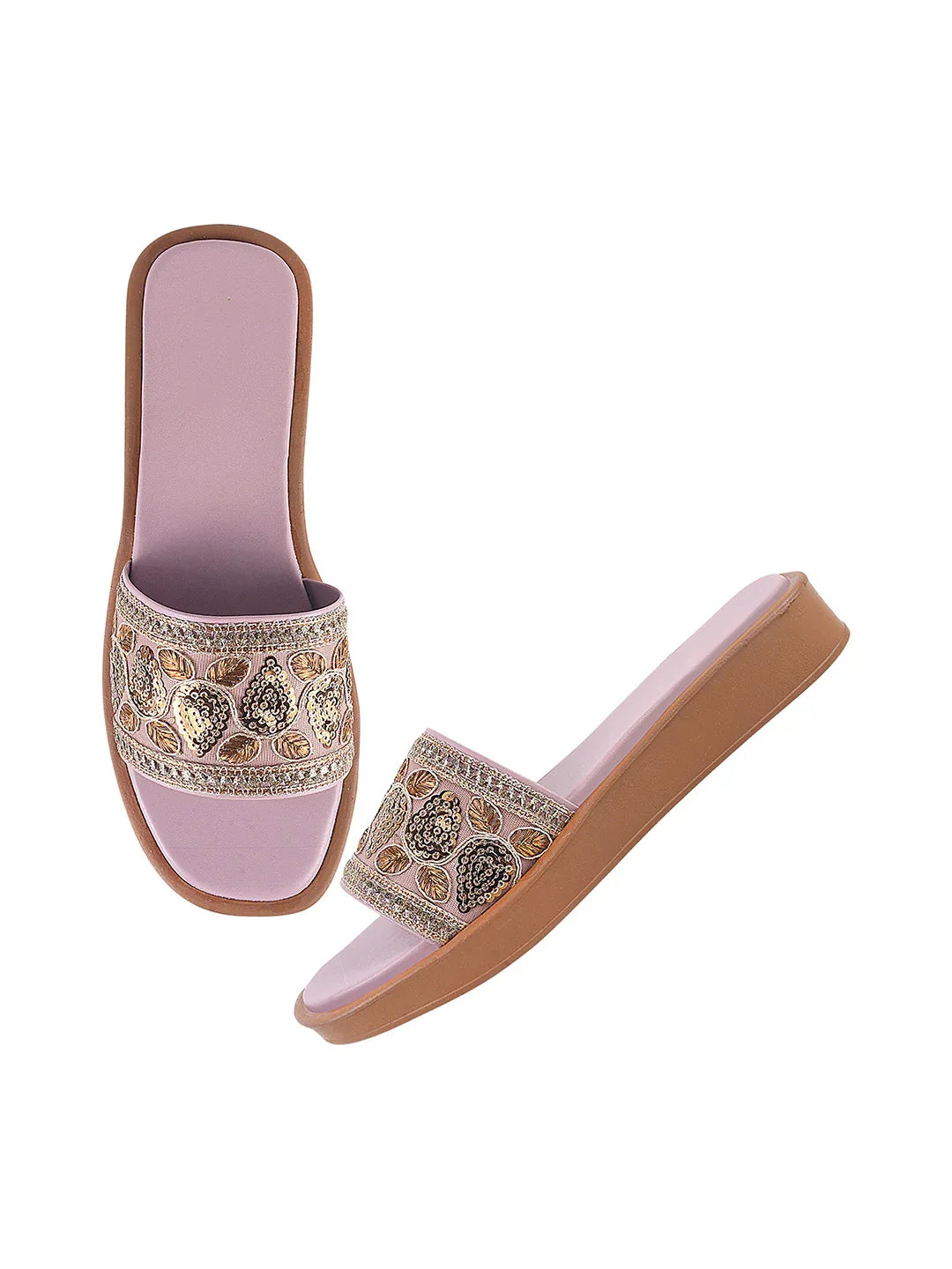 Royal Embroidery Comfort Platform Flats