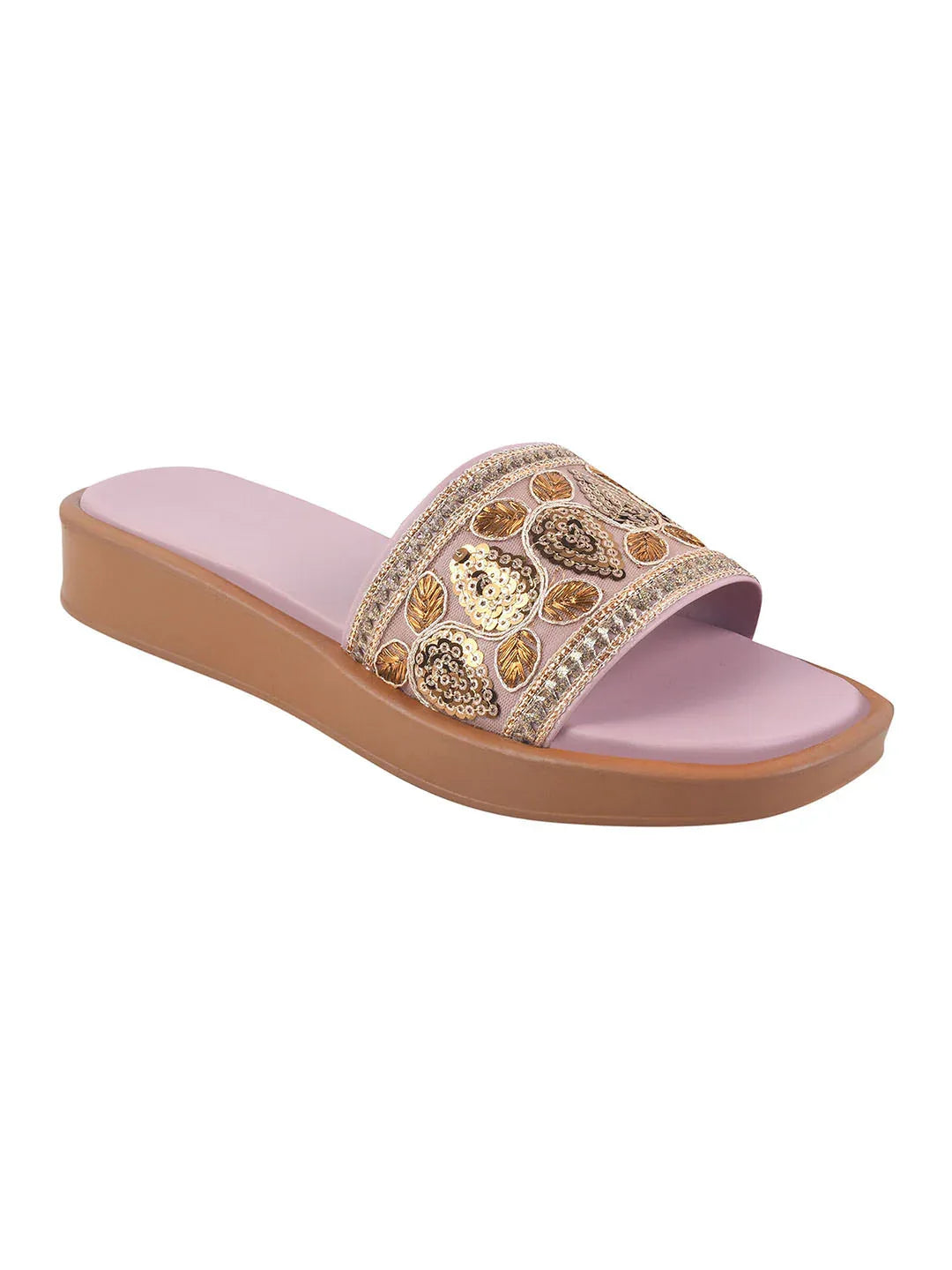 Royal Embroidery Comfort Platform Flats