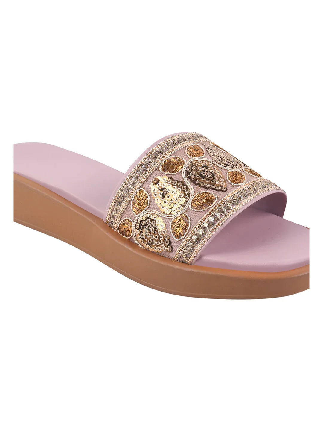 Royal Embroidery Comfort Platform Flats