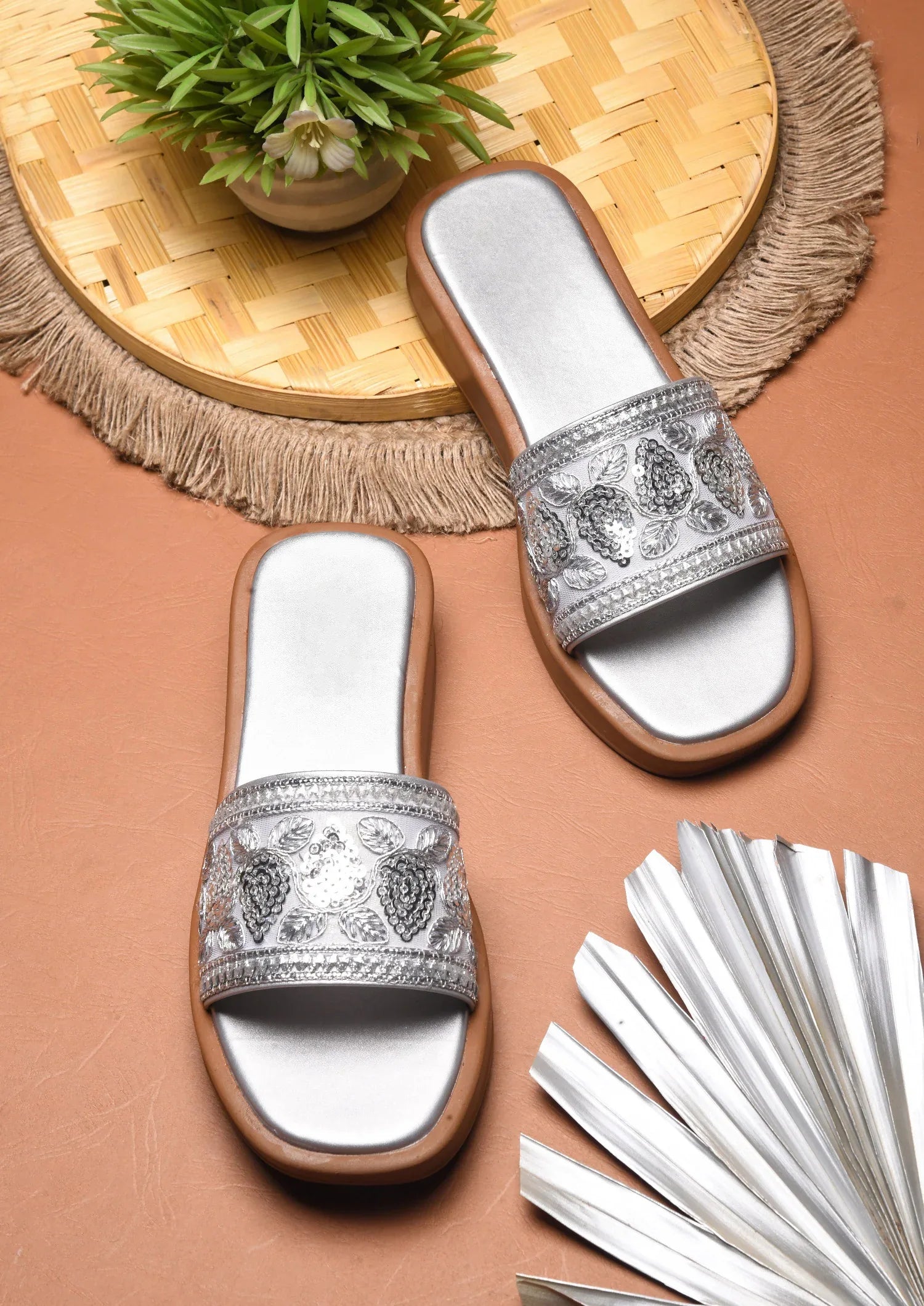 Royal Embroidery Comfort Platform Flats