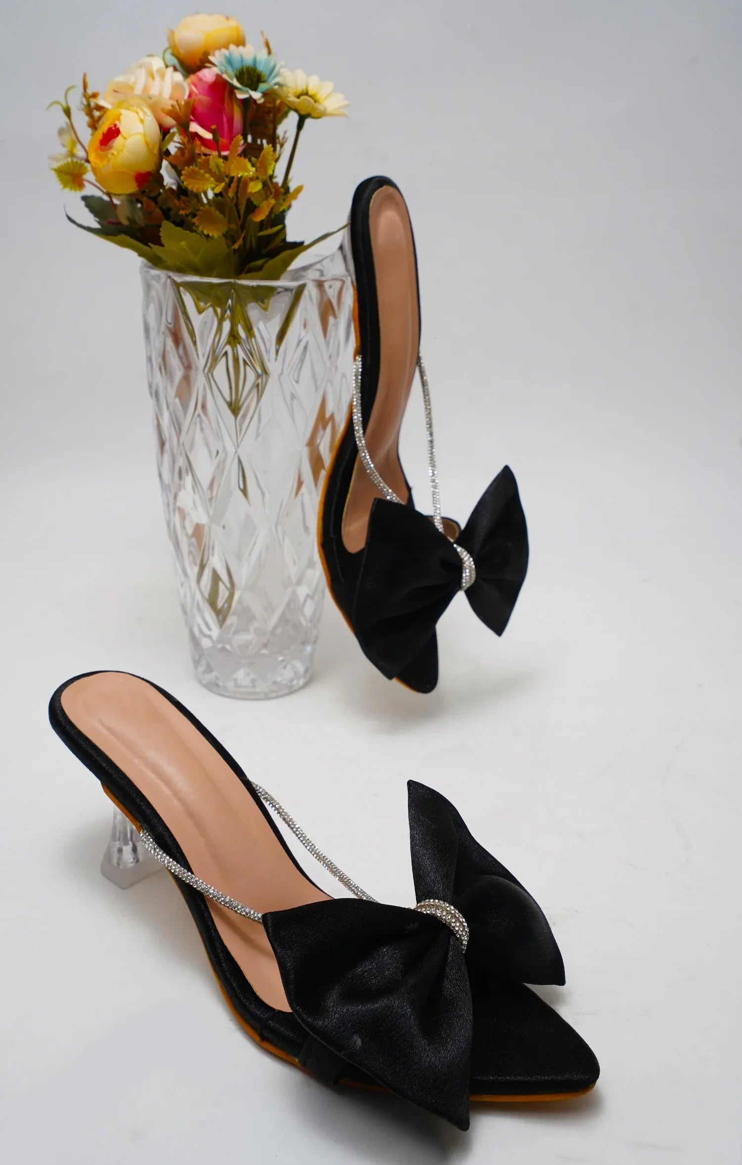 Satin Bow Statement Heels