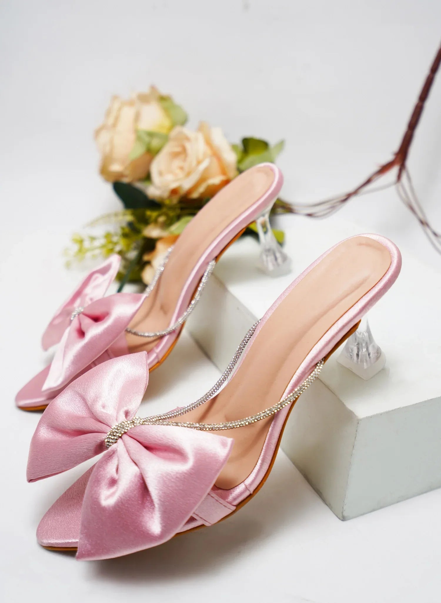 Satin Bow Statement Heels