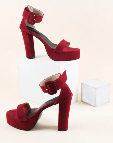 Velvet Edge Ankle-Strap Heels