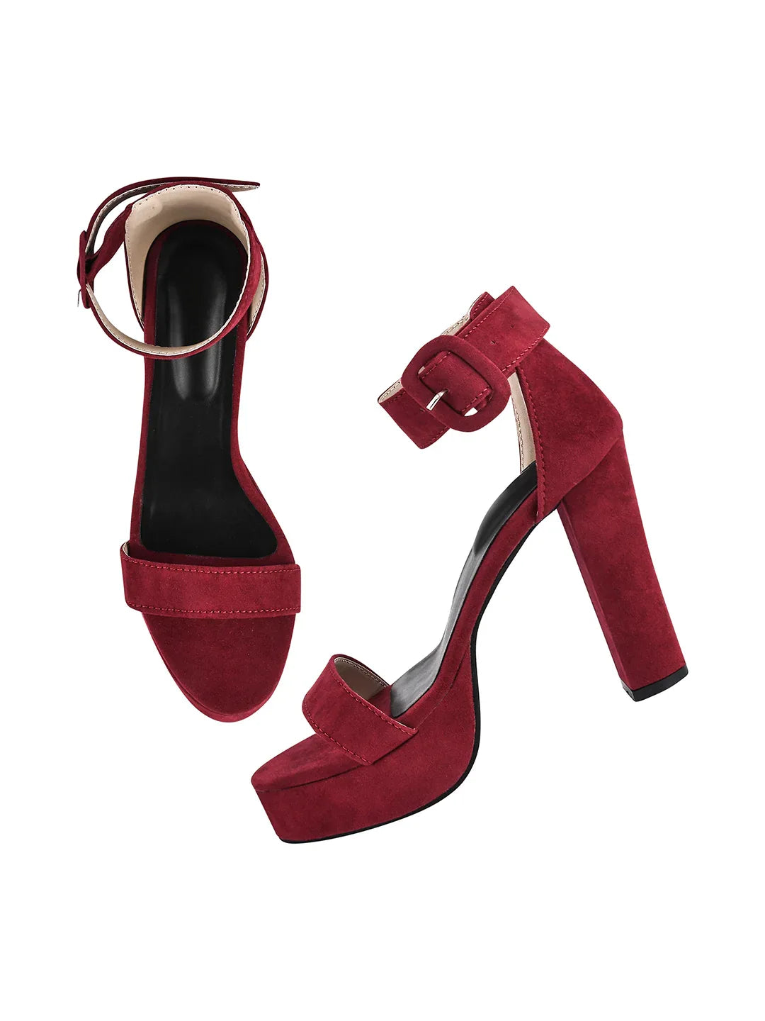 Velvet Edge Ankle-Strap Heels