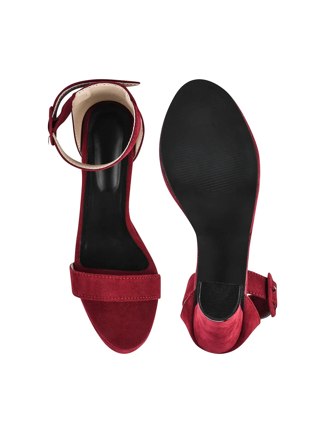 Velvet Edge Ankle-Strap Heels