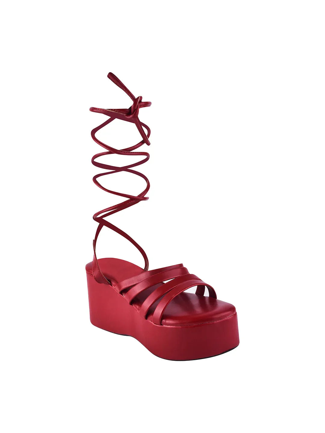 Wrap & Rise Lace-Up Wedge Heels