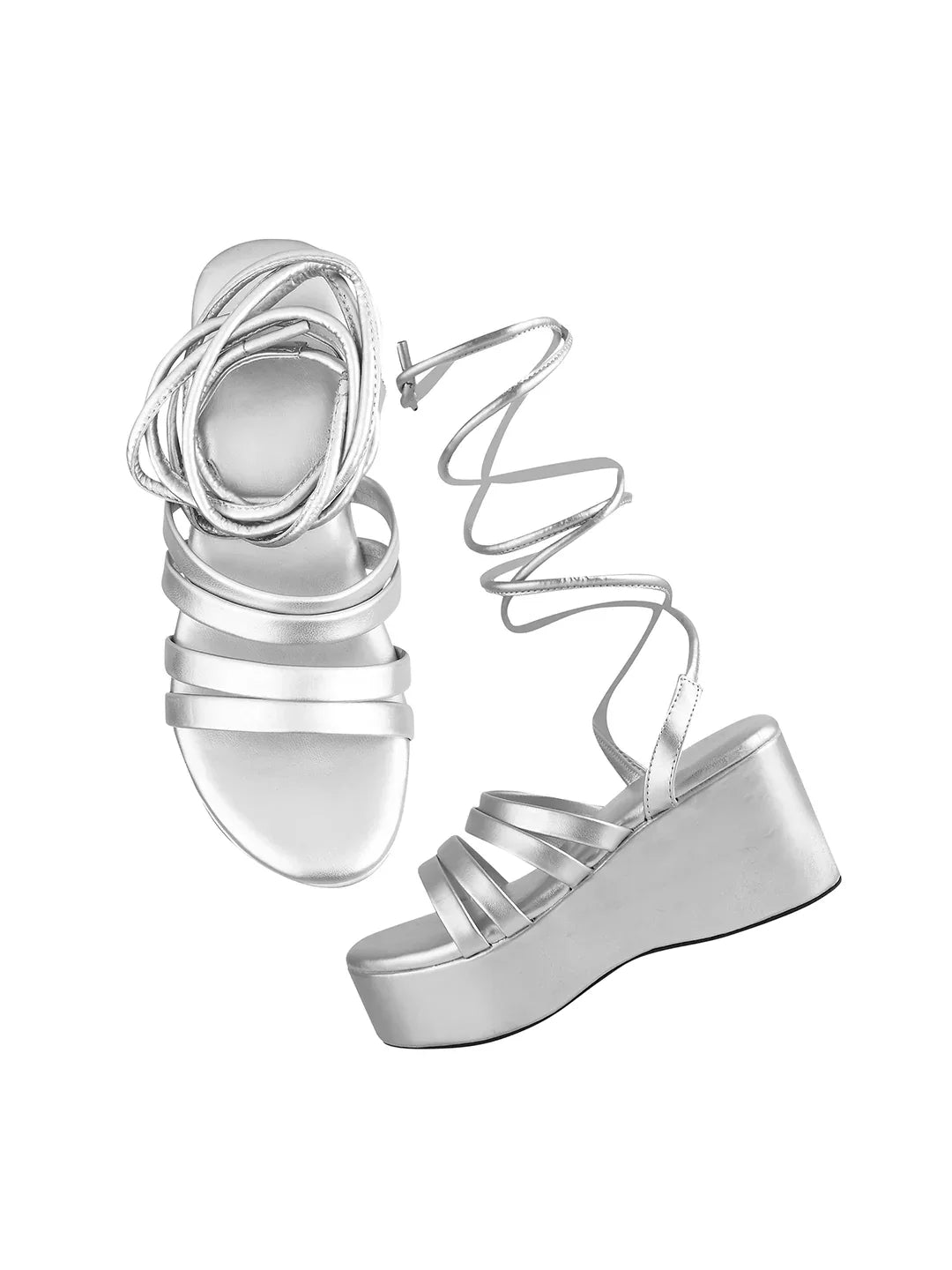 Wrap & Rise Lace-Up Wedge Heels