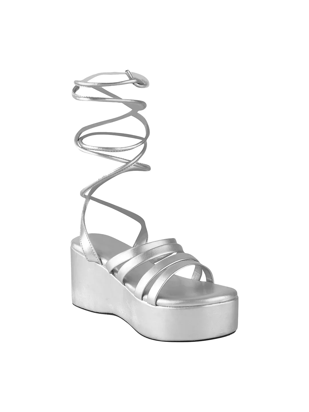 Wrap & Rise Lace-Up Wedge Heels