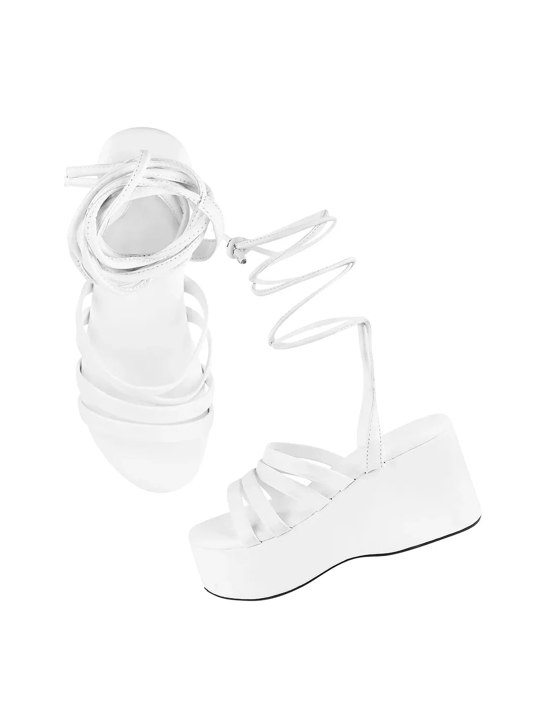 Wrap & Rise Lace-Up Wedge Heels