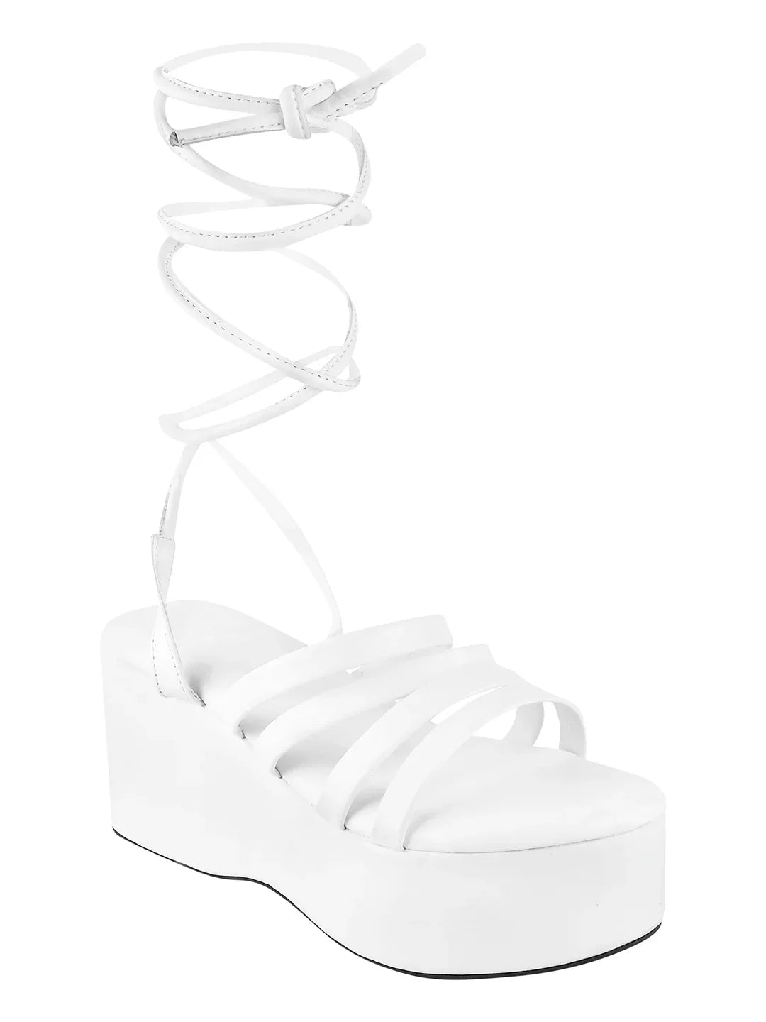 Wrap & Rise Lace-Up Wedge Heels