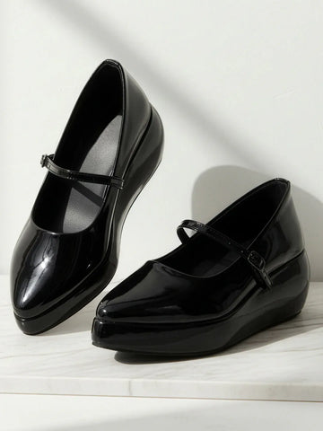 Rounded Toe Platform Mary Jane Shoes