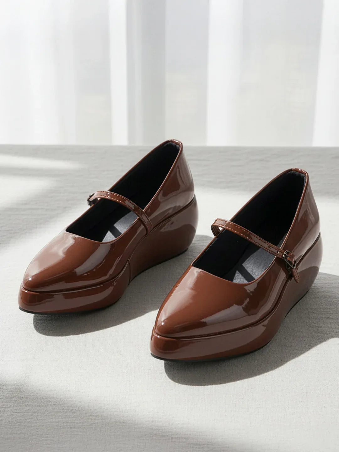 Rounded Toe Platform Mary Jane Shoes